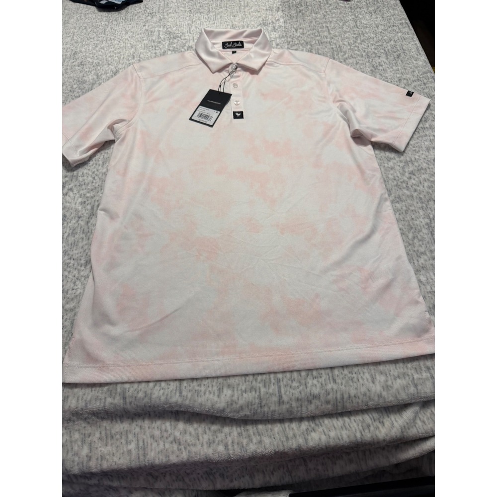 Bad‎ Birdie Mens M Pink Tie Dye Pique Polo Golf Shirt Day Dreamin Blush